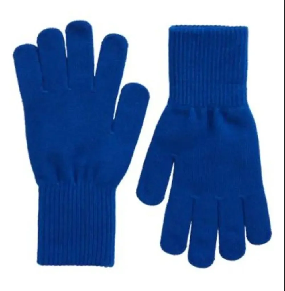 Trouve Ribbed Cuff Knit Winter Gloves Blue Surf
